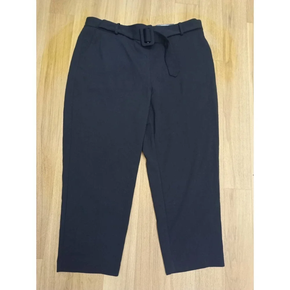 NWT Worthington Black Belt Front Crop Pants Work - Picture 2 of 6